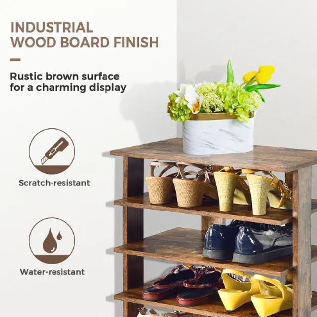 Gymax Patented 7-Tier Double Shoe Rack Free Standing Shelf Storage