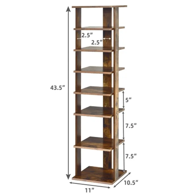 Costway Patented Wooden Shoes Storage Stand 7 Tiers Big Shoe Rack