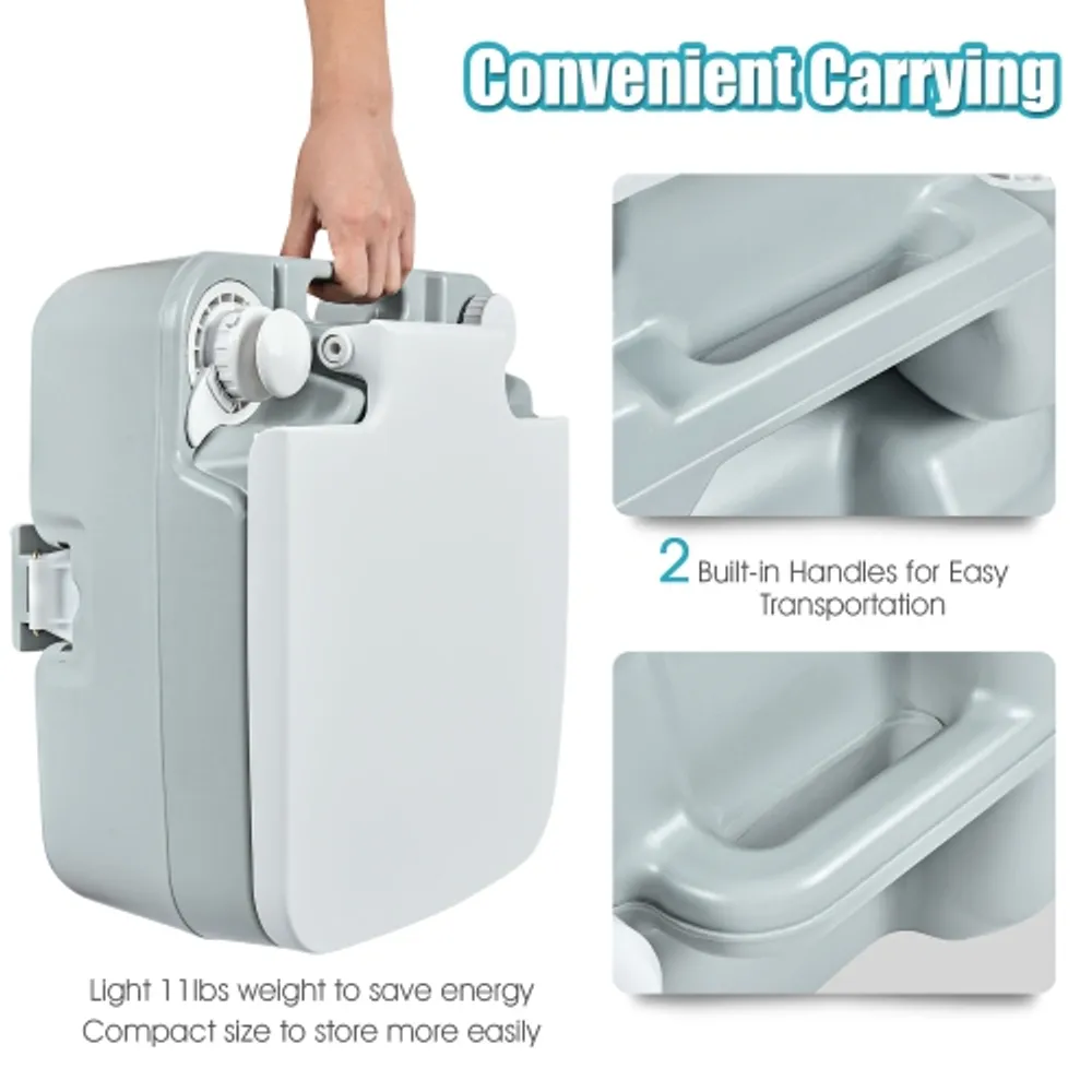 Costway 5.3 Gallon Portable Travel Toilet Outdoor Camping Toilet w/ Piston  Pump Flush