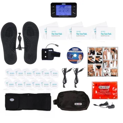 DR-HO'S 2-Pad Pain Therapy TENS - includes a TENS unit, 4 Small Gel Pads, 2  Large Gel Pads, Power Cable, Spray Bottle, Travel Bag, Instructional Manual