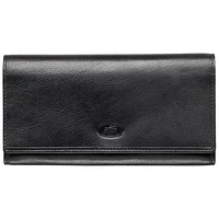 Mancini Equestrian2 RFID Genuine Leather Tri-fold Wallet with Checkbook Pocket - Black