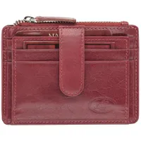 Mancini Equestrian2 RFID Genuine Leather Bi-fold Card Case - Red