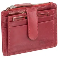Mancini Equestrian2 RFID Genuine Leather Bi-fold Card Case - Red
