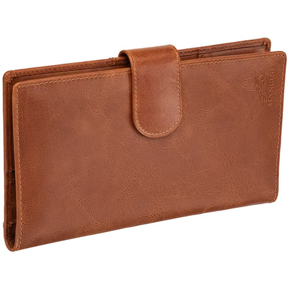 Mancini Casablanca RFID Genuine Leather Bi-fold Travel Wallet - Cognac