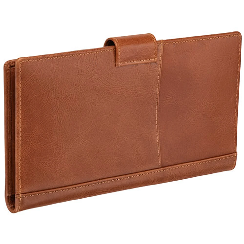 Mancini Casablanca RFID Genuine Leather Bi-fold Travel Wallet - Cognac