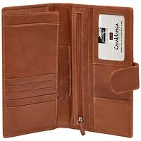 Mancini Casablanca RFID Genuine Leather Bi-fold Travel Wallet - Cognac