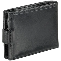 Mancini Equestrian2 RFID Genuine Leather Bi-fold Wallet with Coin Pocket - Black