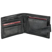 Mancini Equestrian2 RFID Genuine Leather Bi-fold Wallet with Coin Pocket - Black