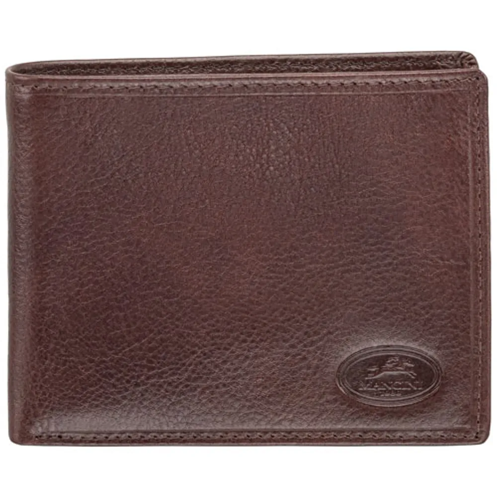 Mancini Equestrian2 RFID Genuine Leather Bi-fold Wallet - Brown