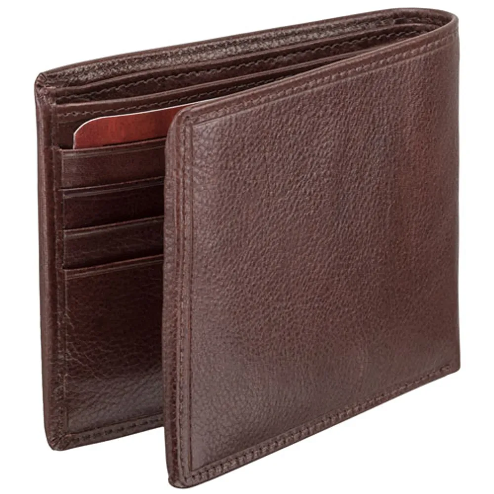 Mancini Equestrian2 RFID Genuine Leather Bi-fold Wallet - Brown