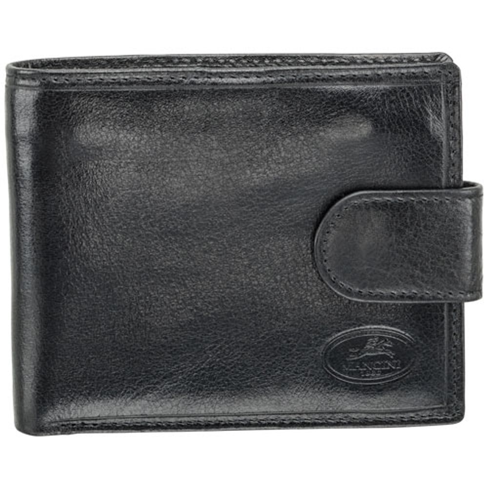 Mancini Equestrian2 RFID Genuine Leather Bi-fold Wallet with Coin Pocket (52155) - Black