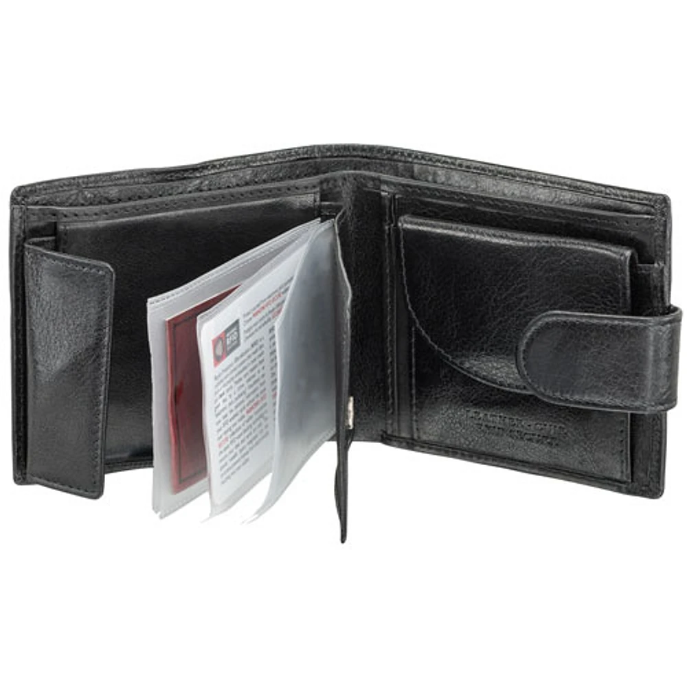 Mancini Equestrian2 RFID Genuine Leather Bi-fold Wallet with Coin Pocket (52155) - Black