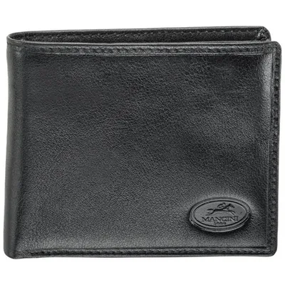 Mancini Equestrian2 RFID Genuine Leather Bi-fold Wing Wallet - Black