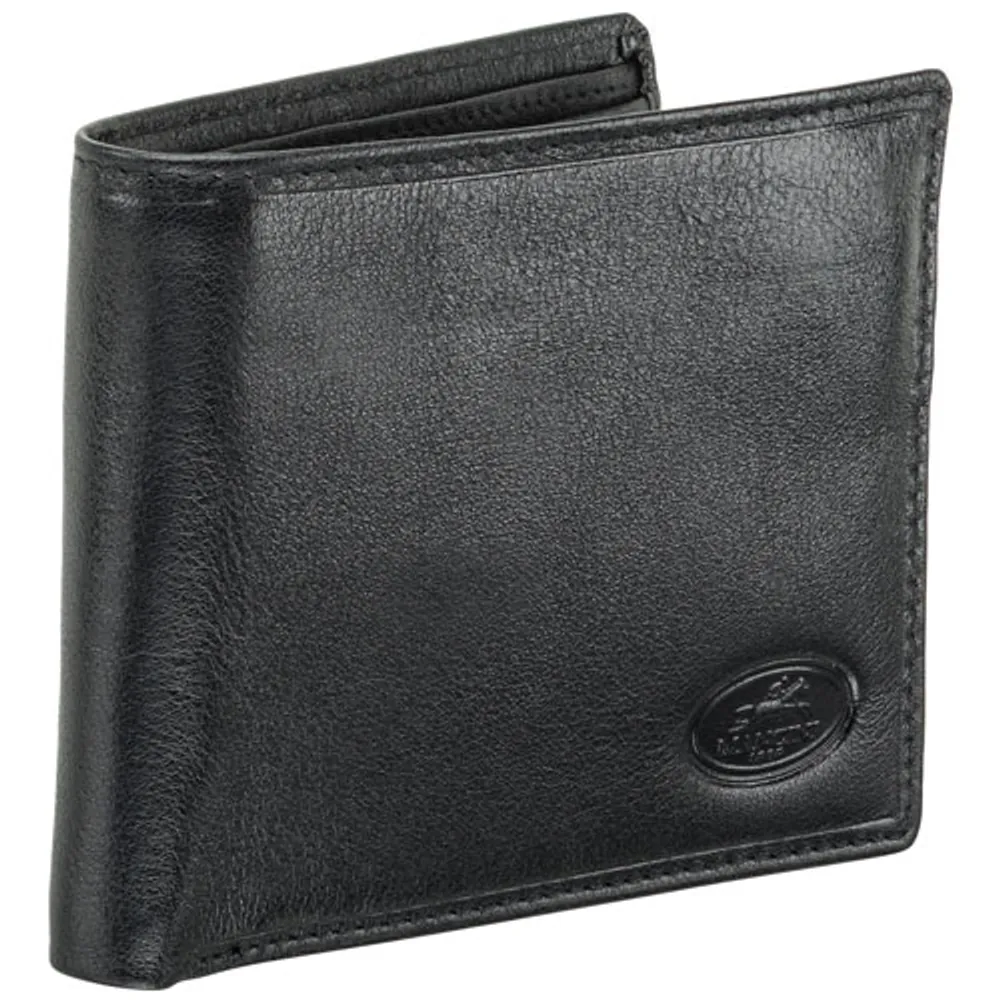 Mancini Equestrian2 RFID Genuine Leather Bi-fold Wing Wallet - Black