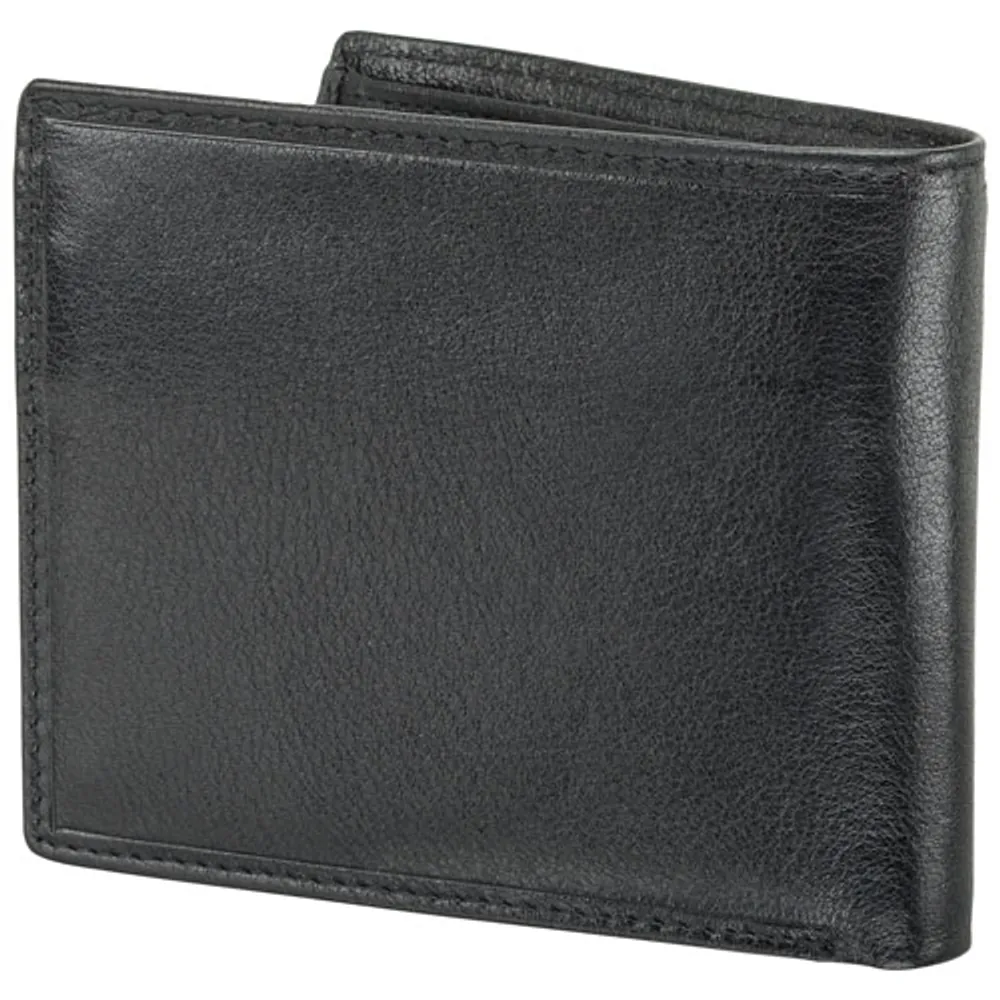 Mancini Equestrian2 RFID Genuine Leather Bi-fold Wing Wallet - Black