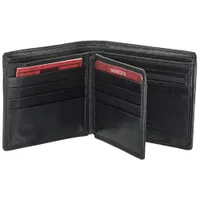 Mancini Equestrian2 RFID Genuine Leather Bi-fold Wing Wallet - Black