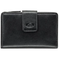 Mancini Equestrian2 RFID Genuine Leather Tri-fold Wing Wallet - Black