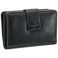 Mancini Equestrian2 RFID Genuine Leather Tri-fold Wing Wallet - Black