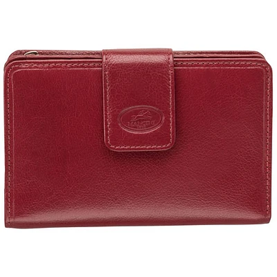 Mancini Equestrian2 RFID Genuine Leather Bi-fold Wing Wallet - Red