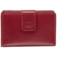 Mancini Equestrian2 RFID Genuine Leather Bi-fold Wing Wallet - Red