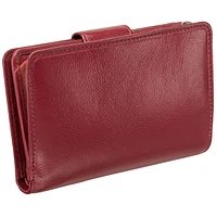 Mancini Equestrian2 RFID Genuine Leather Bi-fold Wing Wallet - Red