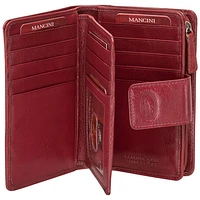 Mancini Equestrian2 RFID Genuine Leather Bi-fold Wing Wallet - Red