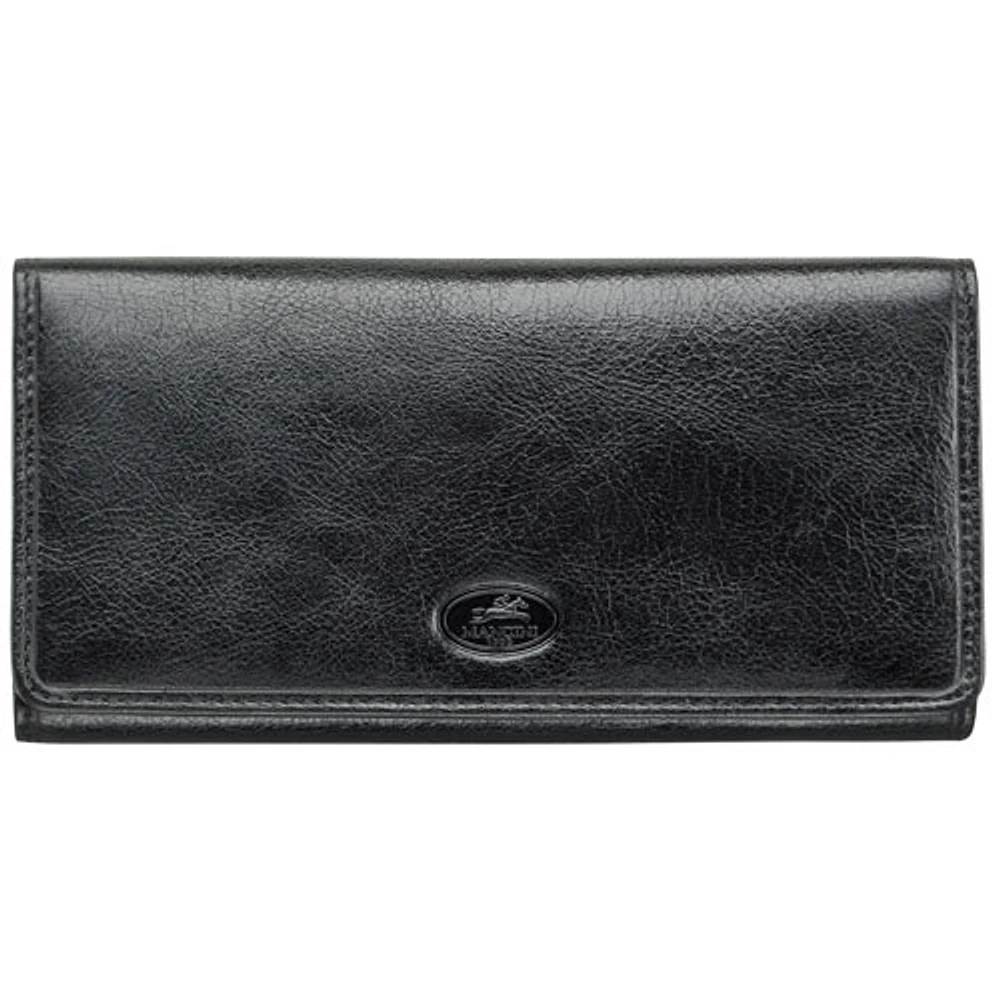 Mancini Equestrian2 RFID Genuine Leather Tri-fold Wallet - Black