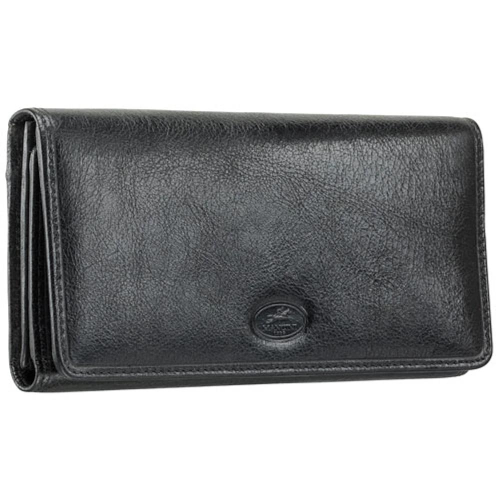 Mancini Equestrian2 RFID Genuine Leather Tri-fold Wallet - Black