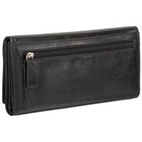 Mancini Equestrian2 RFID Genuine Leather Tri-fold Wing Wallet - Black