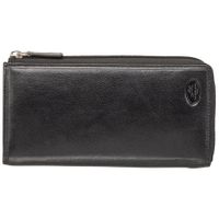 Mancini Equestrian2 RFID Genuine Leather Bi-fold Wristlet - Black