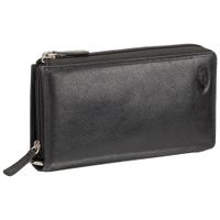 Mancini Equestrian2 RFID Genuine Leather Bi-fold Wristlet - Black