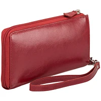 Mancini Equestrian2 RFID Genuine Leather Bi-fold Wristlet - Red