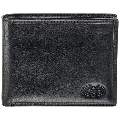 Mancini Equestrian2 RFID Genuine Leather Bi-fold Wing Wallet with Removable Pass Case