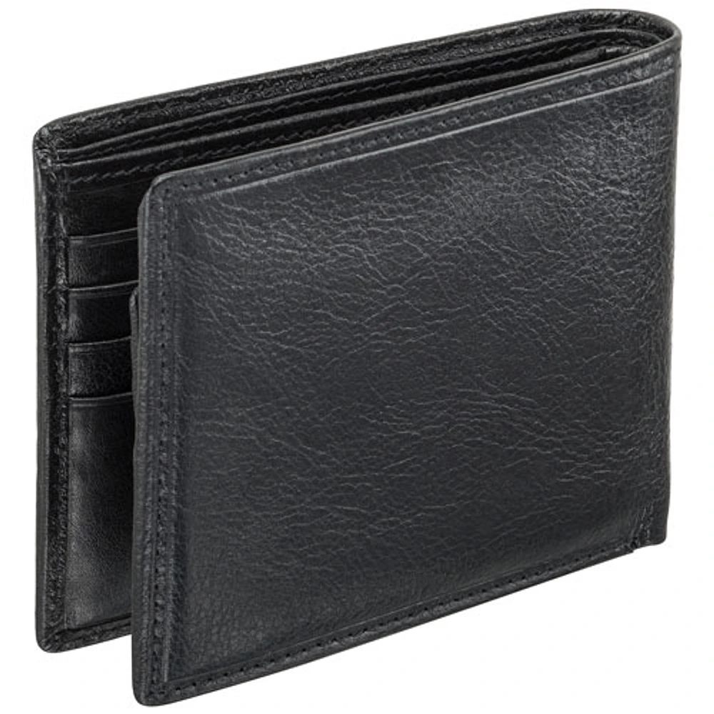 Mancini Equestrian2 RFID Genuine Leather Bi-fold Wing Wallet with Removable Pass Case