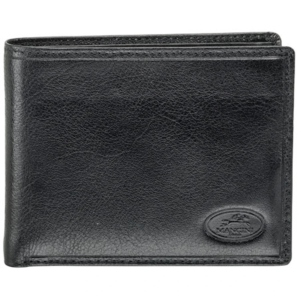 Mancini Equestrian2 RFID Genuine Leather Bi-fold Wallet with Coin Pocket (52955) - Black