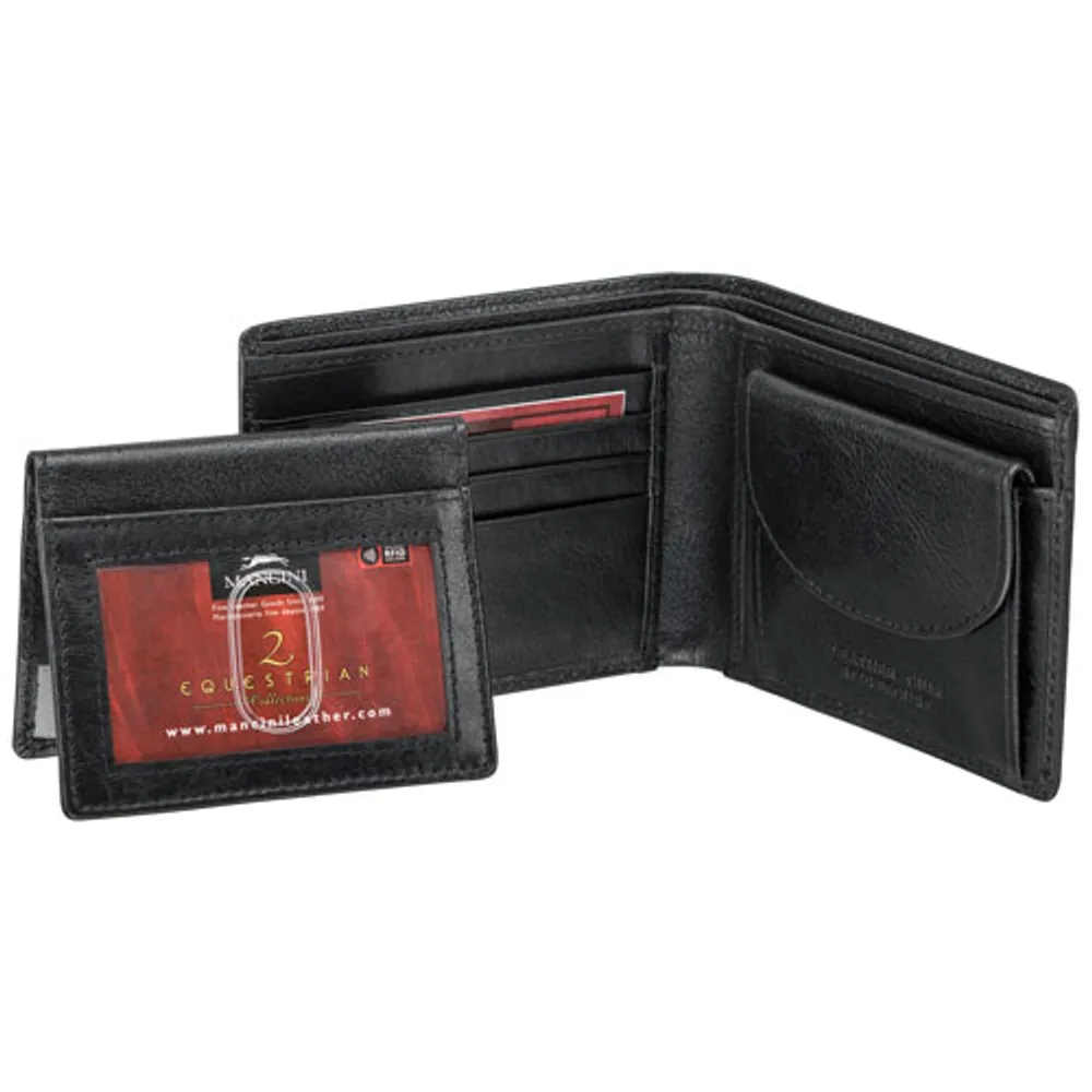 Mancini Equestrian2 RFID Genuine Leather Bi-fold Wallet with Coin Pocket (52955