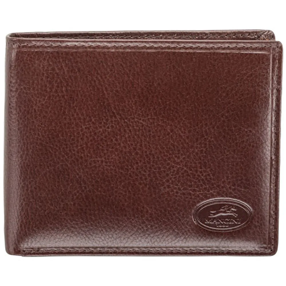 Mancini Equestrian2 RFID Genuine Leather Bi-fold Wallet with Coin Pocket (52955) - Brown