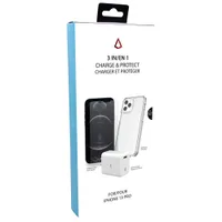 Chargeur 3-en-1 LBT avec étui, protecteur d’écran et chargeur mural pour iPhone 13 Pro - Transparent