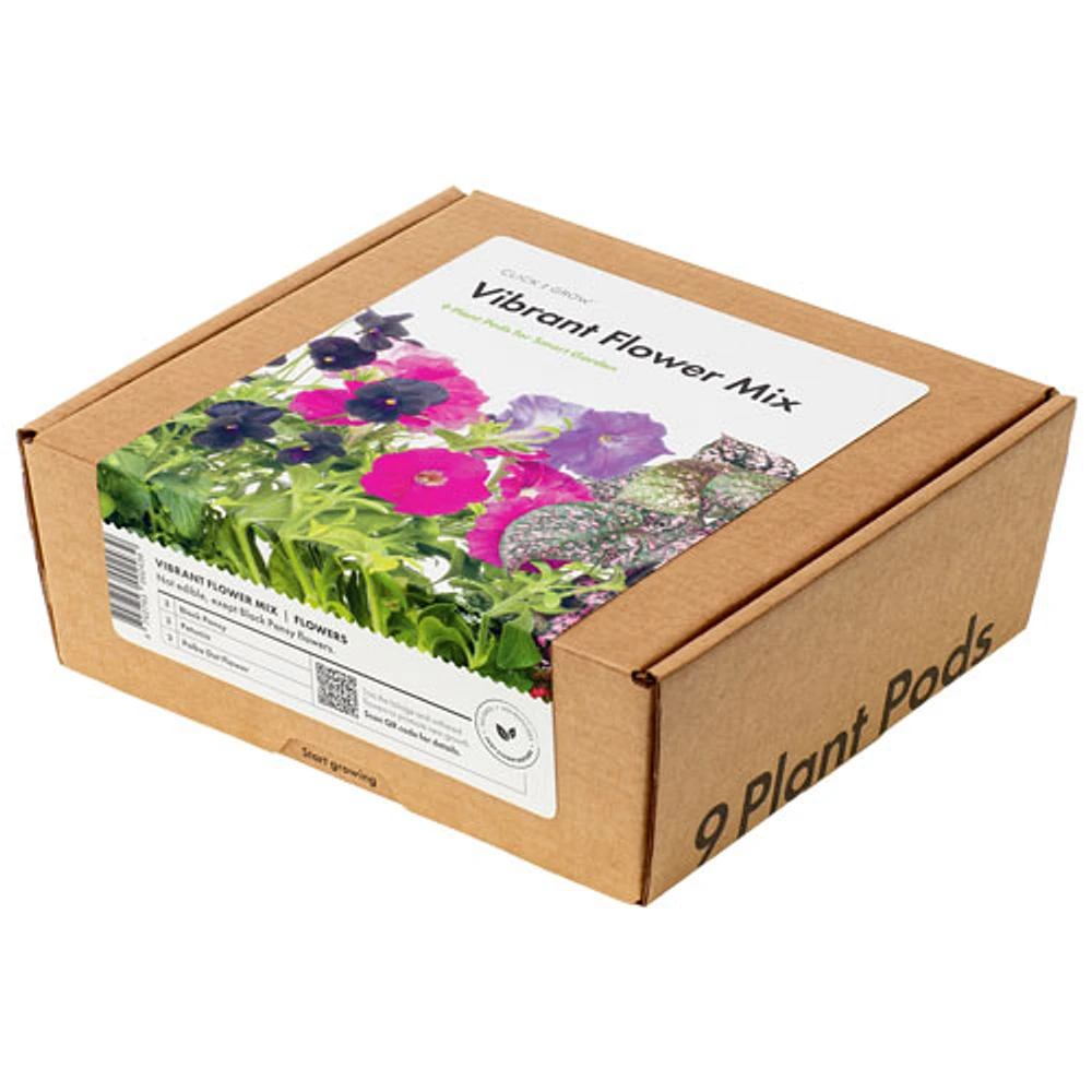 Recharge de capsules de diverses fleurs aromatiques de Click & Grow : pétunia, pensée noire, éphélides - Paquet de 9