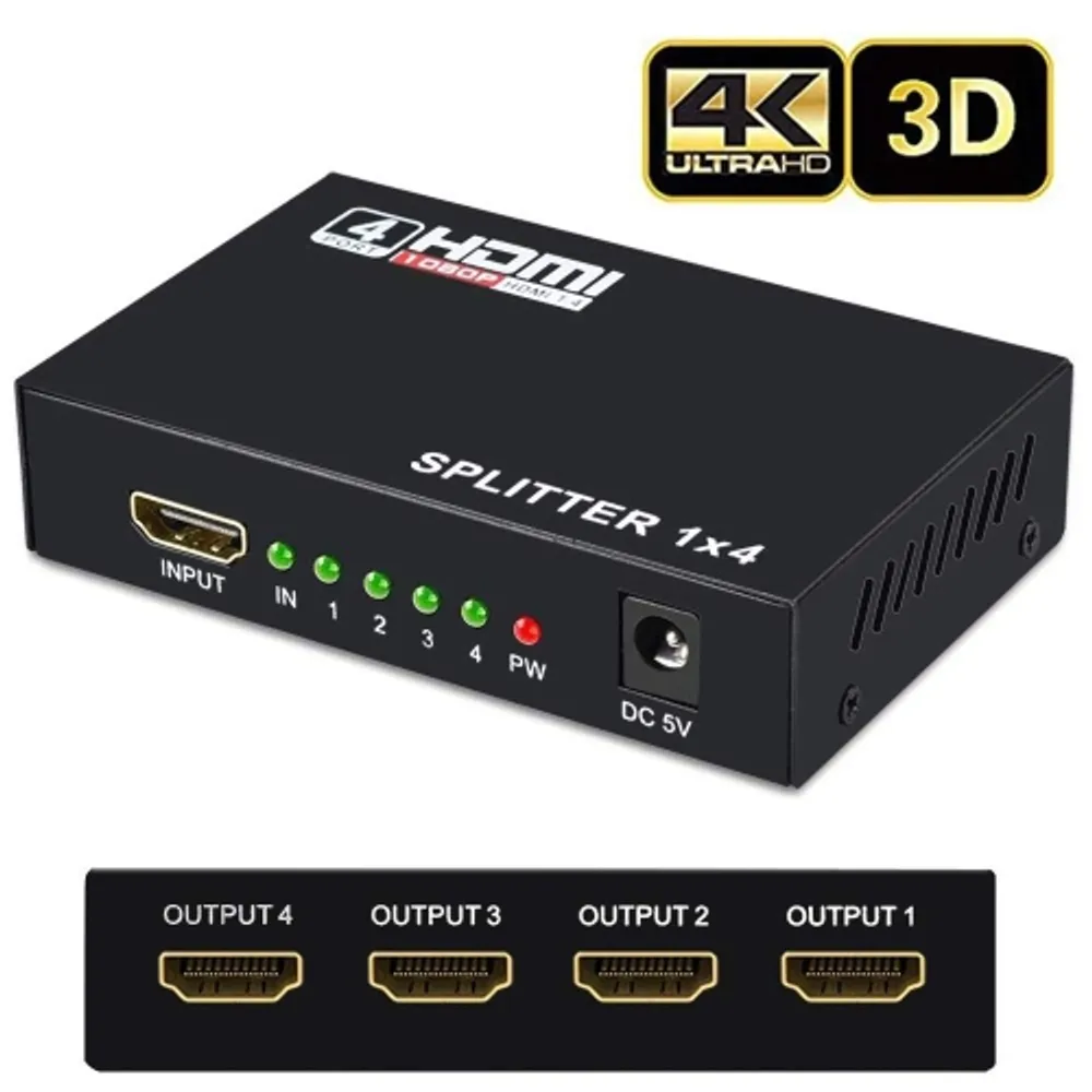 HDMI Splitter 1 In 4 Out 4K 2K Ultra HD 3D Multi Port Hub HDMI