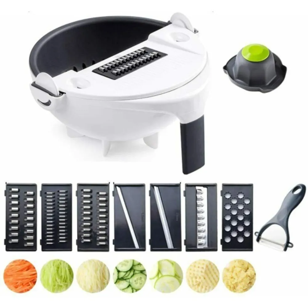 New 9 In 1 Multifunction Magic Rotate Vegetable Cutter With Drain