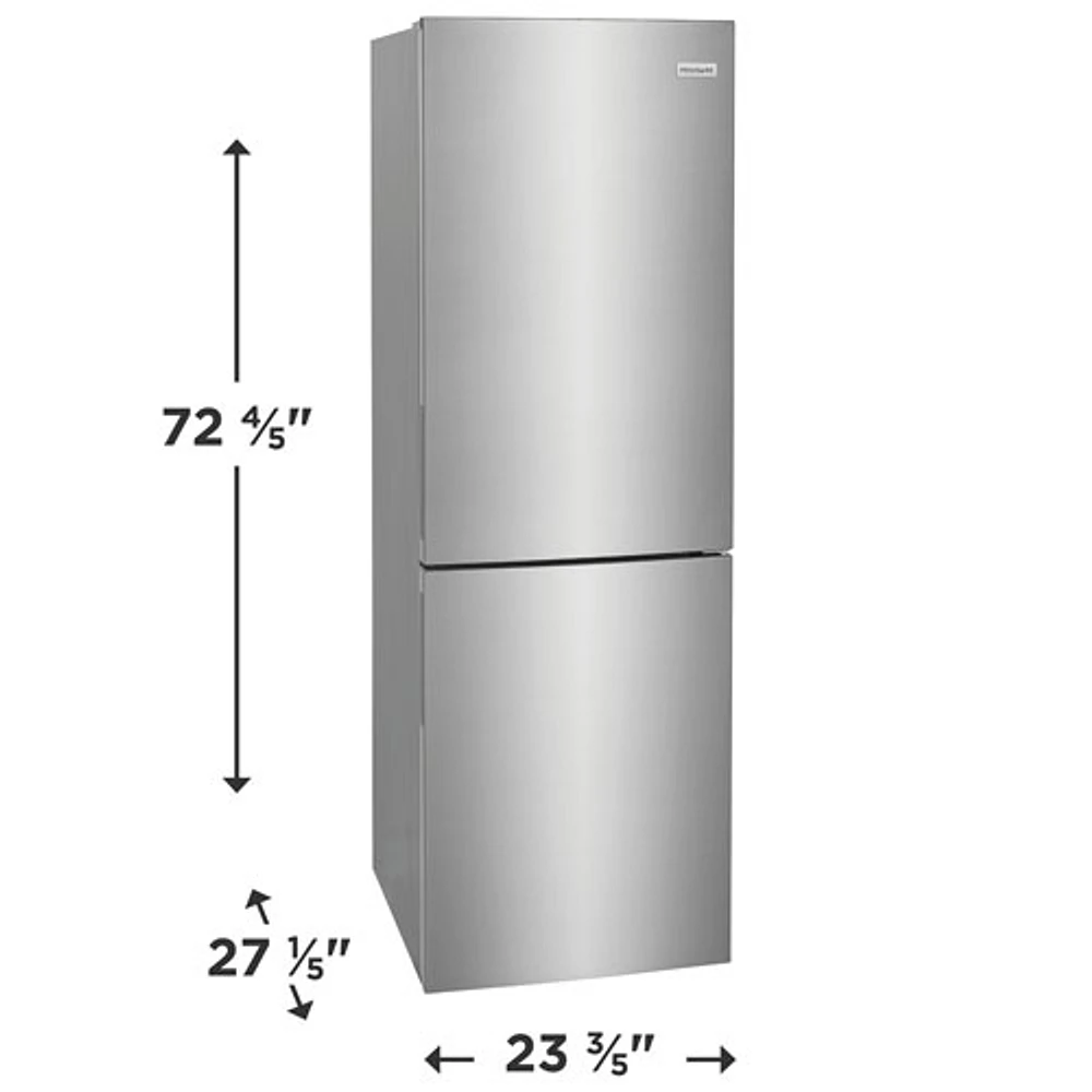 Frigidaire 24" 11.5 Cu Ft Bottom Freezer Refrigerator with LED Lighting (FRBG1224AV) -Stainless Steel