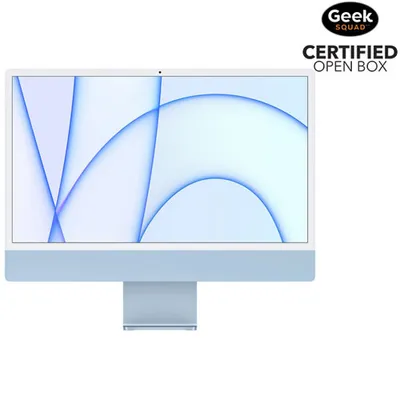 Boîte ouverte - iMac de 24 po d'Apple (printemps 2021) - Bleu (M1 d'Apple/CG à 8 coeurs/SSD 512 Go/RAM 8 Go) - Fr