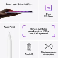 iPad mini 8,3 po Go avec Wi-Fi et 5G (6e génération) d'Apple