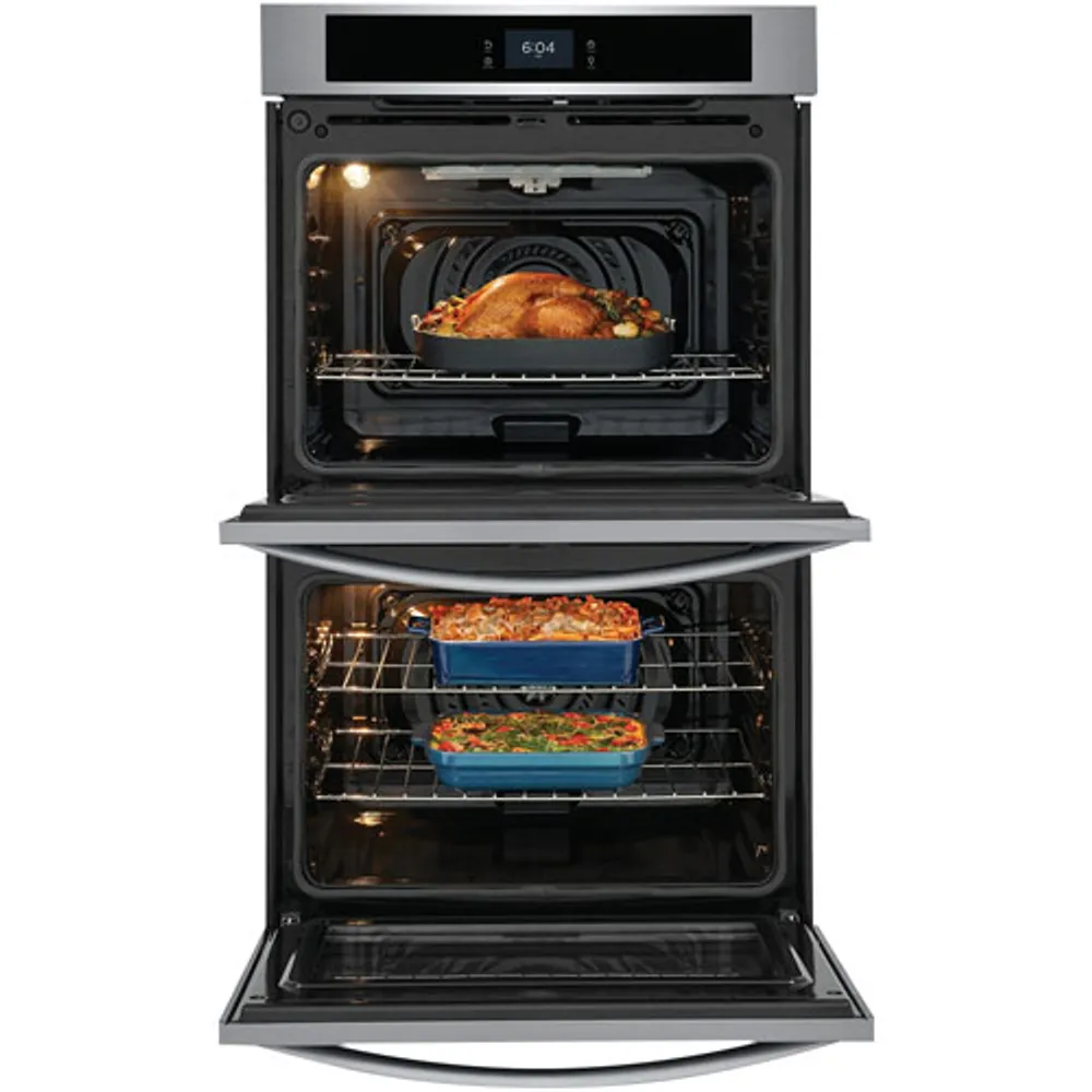 Frigidaire 30" 10.6 Cu. Ft. Double Self-Clean Electric Wall Oven (FCWD3027AS) - Stainless