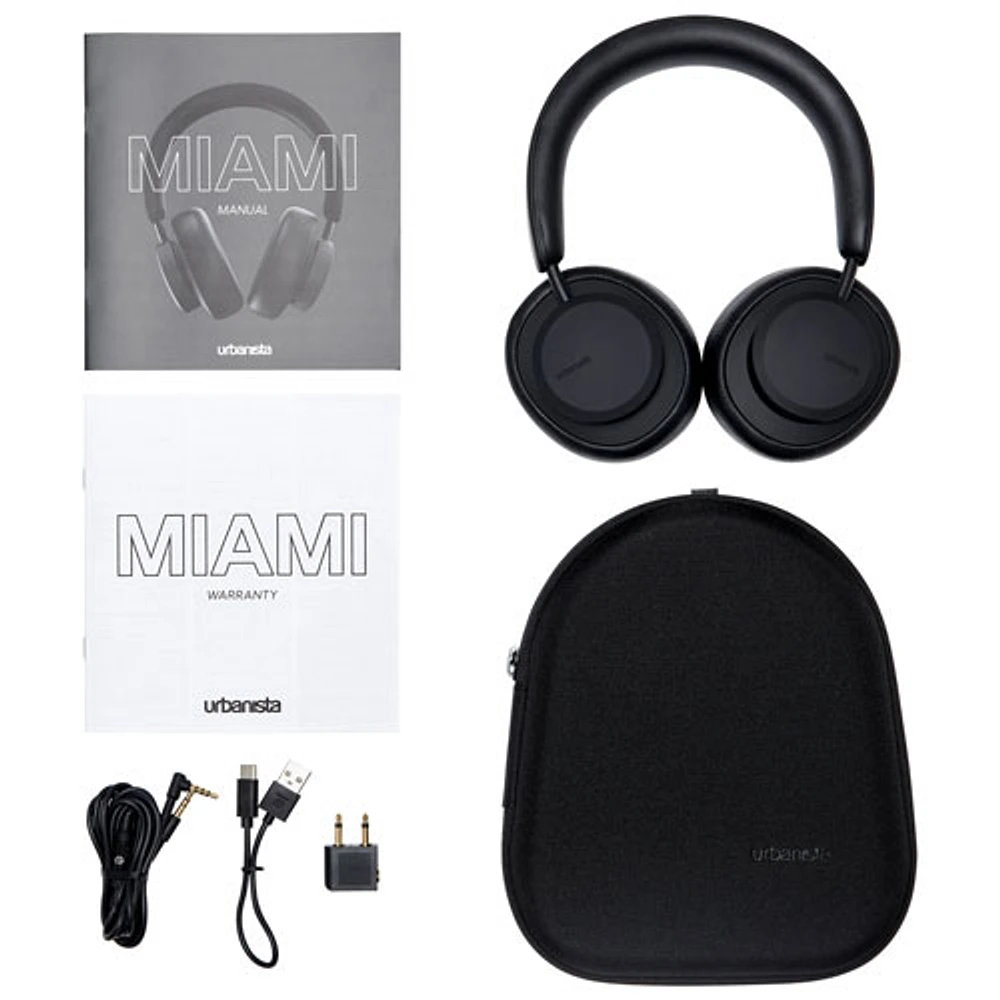 Urbanista Miami Over-Ear Noise Cancelling Bluetooth Headphones - Midnight Black