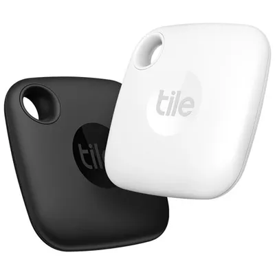 Tile Mate (2021) Bluetooth Item Tracker - 2 Pack - Black/White