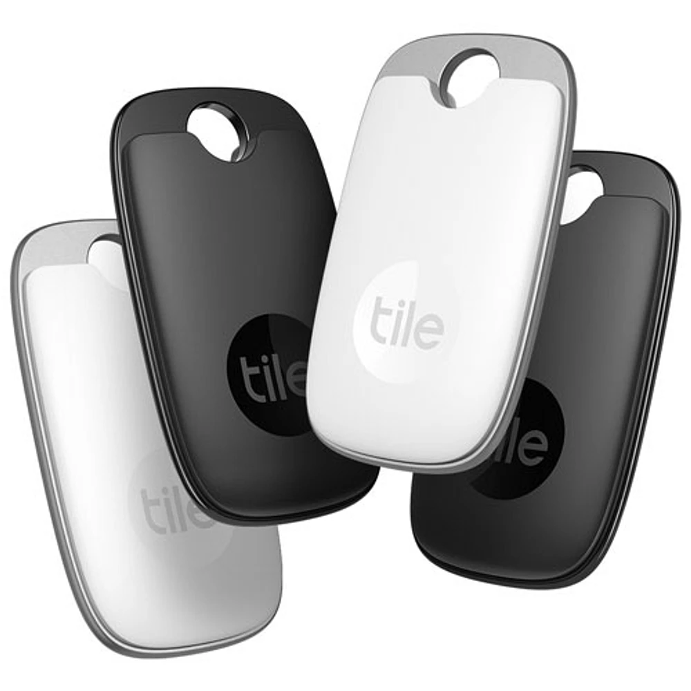 Tile Pro (2021) Bluetooth Item Tracker - 4 Pack - Black/White