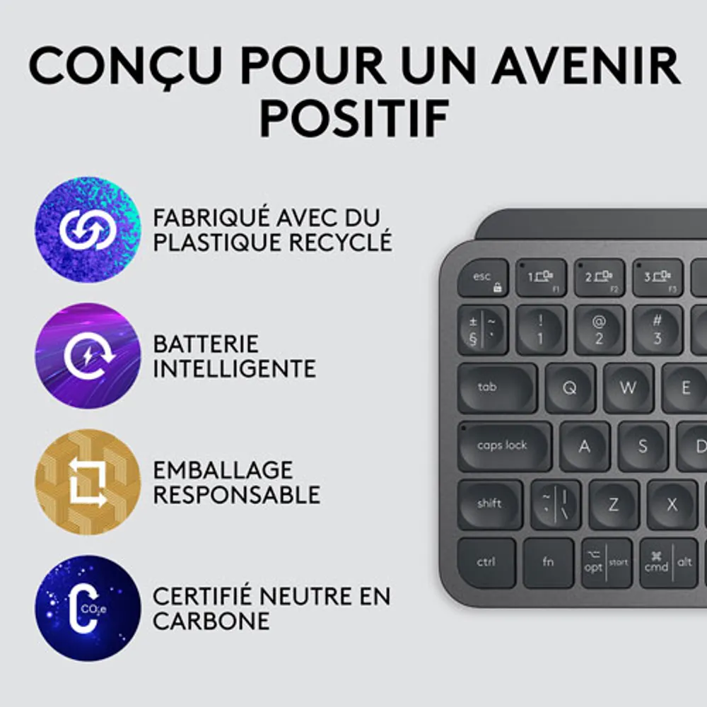 Clavier ergonomique rétroéclairé Bluetooth MX Keys Mini de Logitech