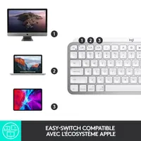 Clavier ergonomique rétroéclairé mécanique Bluetooth MX Mini de Logitech pour Mac - Gris pâle